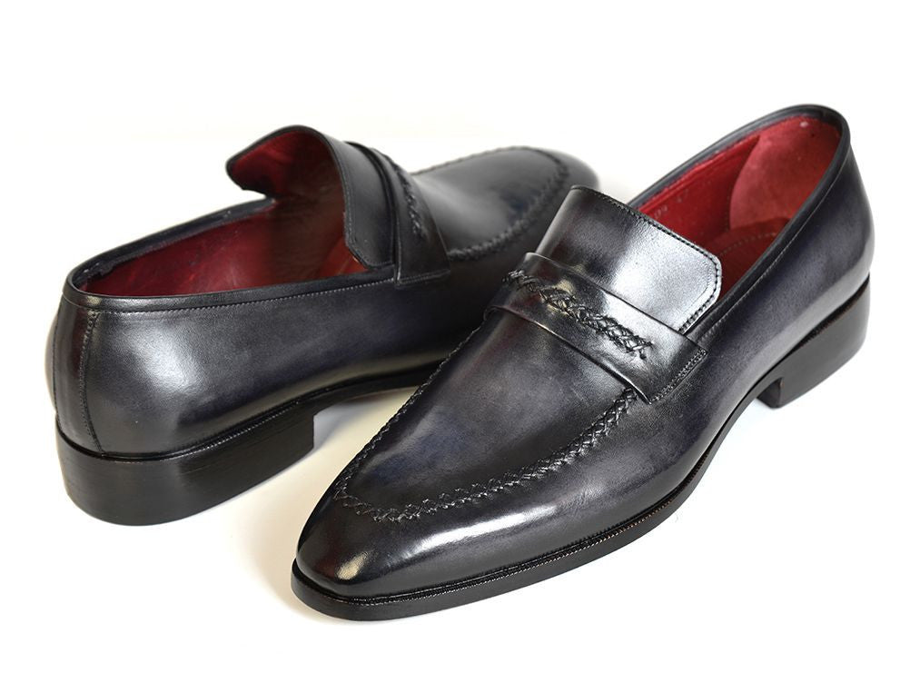 Paul Parkman Gray & Black Men's Loafers (ID#068-GRAY)