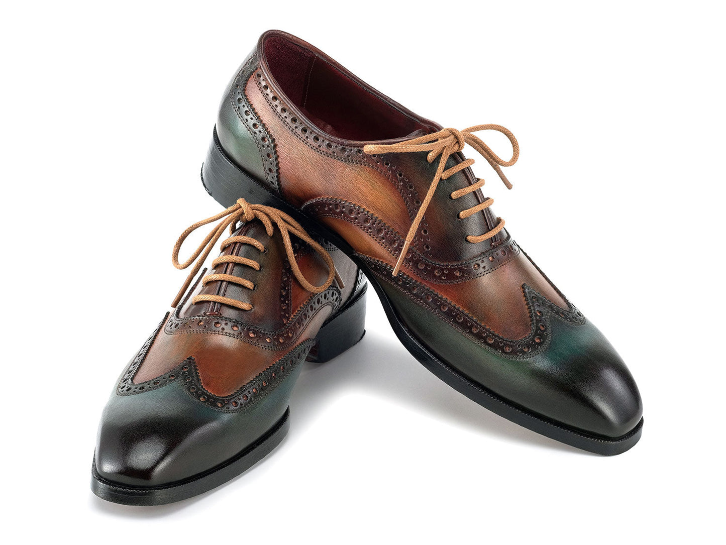 Paul Parkman Wintip Oxfords Green Handpainted Calfskin (ID#228-GRN)