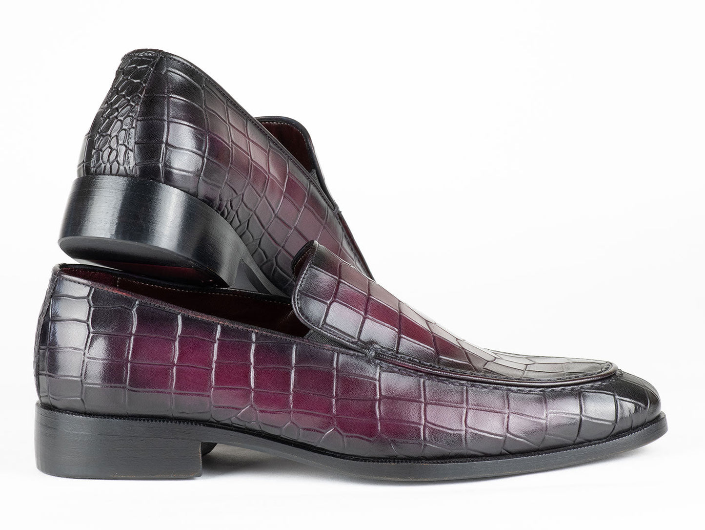 Paul Parkman Croco Textured Leather Loafer Purple (ID#7339-PRP)