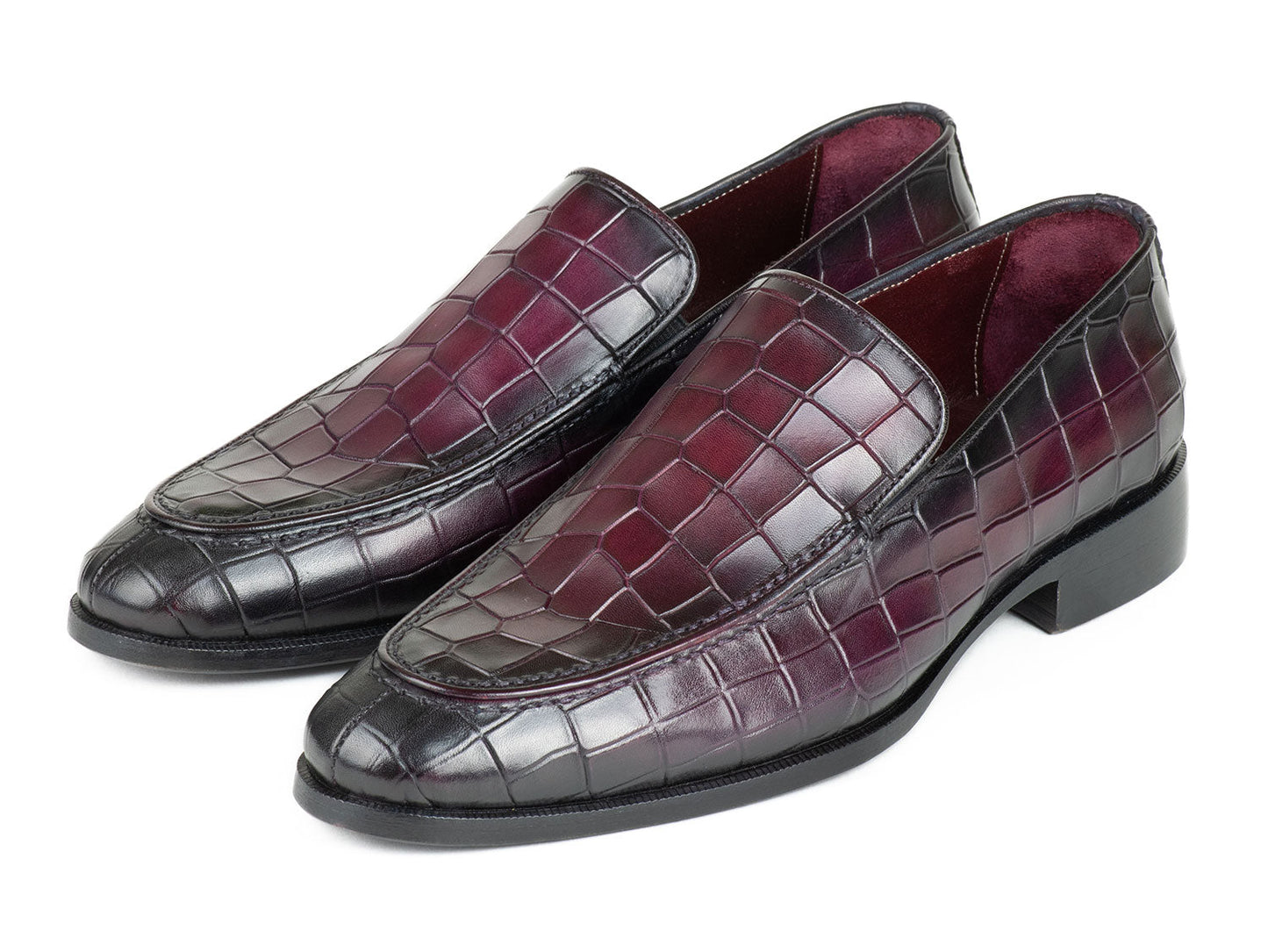 Paul Parkman Croco Textured Leather Loafer Purple (ID#7339-PRP)