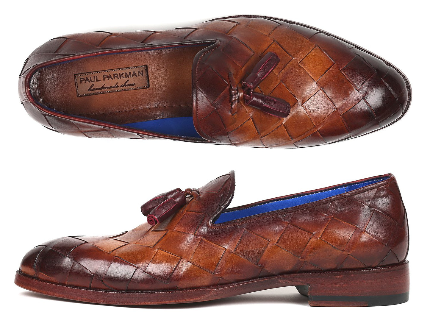 Paul Parkman Men's Big Braided Tassel Loafers Brown (ID#6623-BRW)