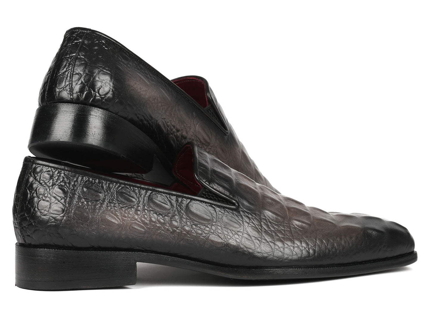 Paul Parkman Gray Crocodile Embossed Calfskin Loafers (ID#5576-GRY)