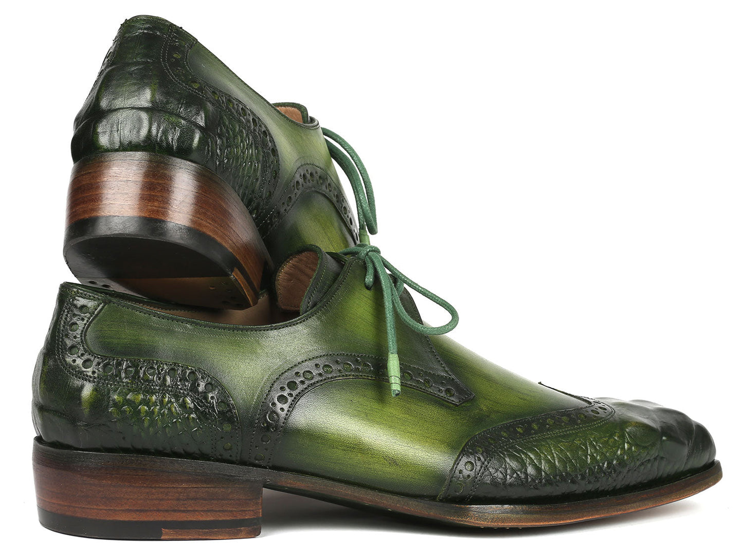 Paul Parkman Goodyear Welted Wingtip Derby Shoes Green (ID#584-GRN)