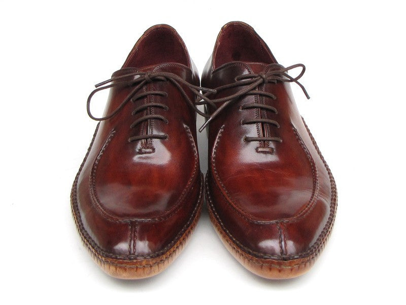 Paul Parkman Men's Side Handsewn Split-toe Burgundy Oxfords (ID#054-BUR)