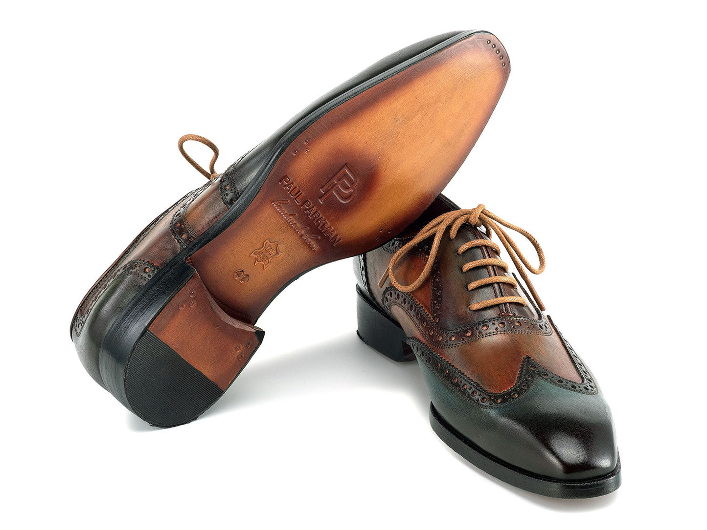 Paul Parkman Wintip Oxfords Green Handpainted Calfskin (ID#228-GRN)