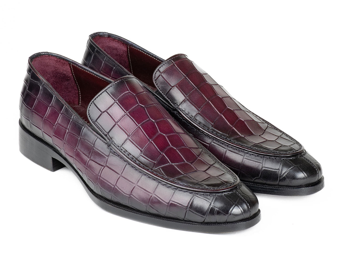Paul Parkman Croco Textured Leather Loafer Purple (ID#7339-PRP)