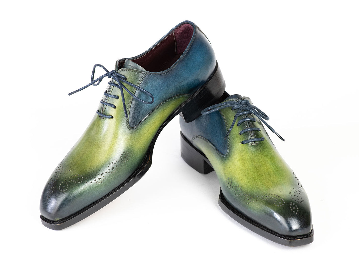 Paul Parkman Goodyear Welted Punched Oxfords Blue & Green (ID#5364-GBL)