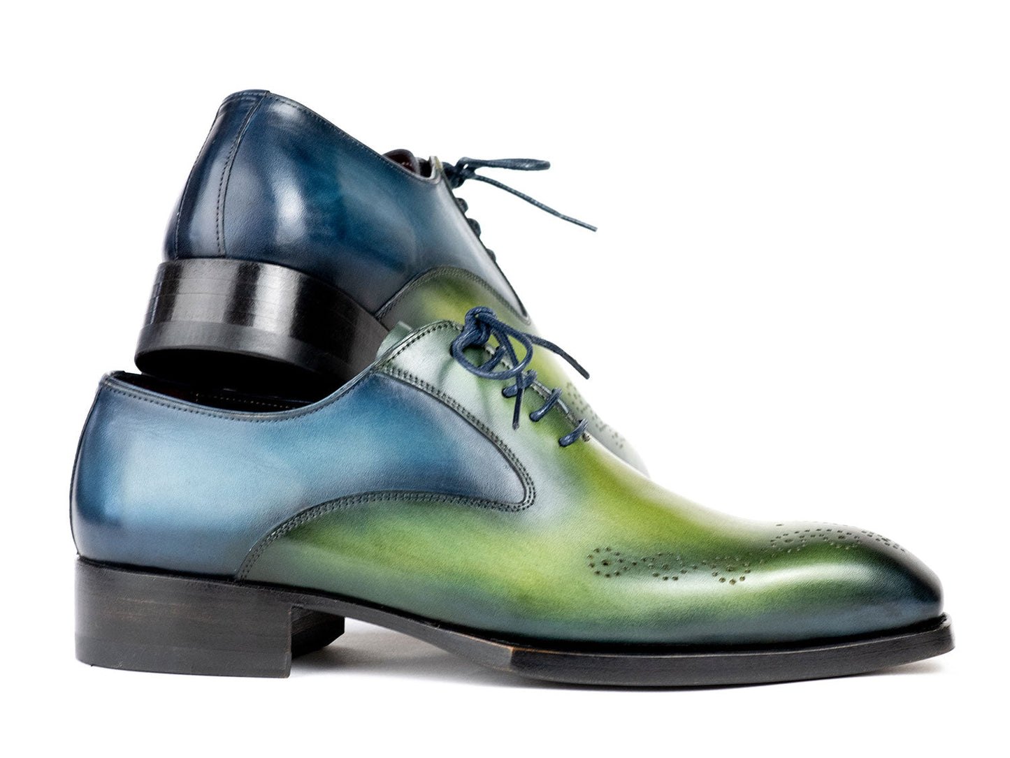 Paul Parkman Goodyear Welted Punched Oxfords Blue & Green (ID#5364-GBL)