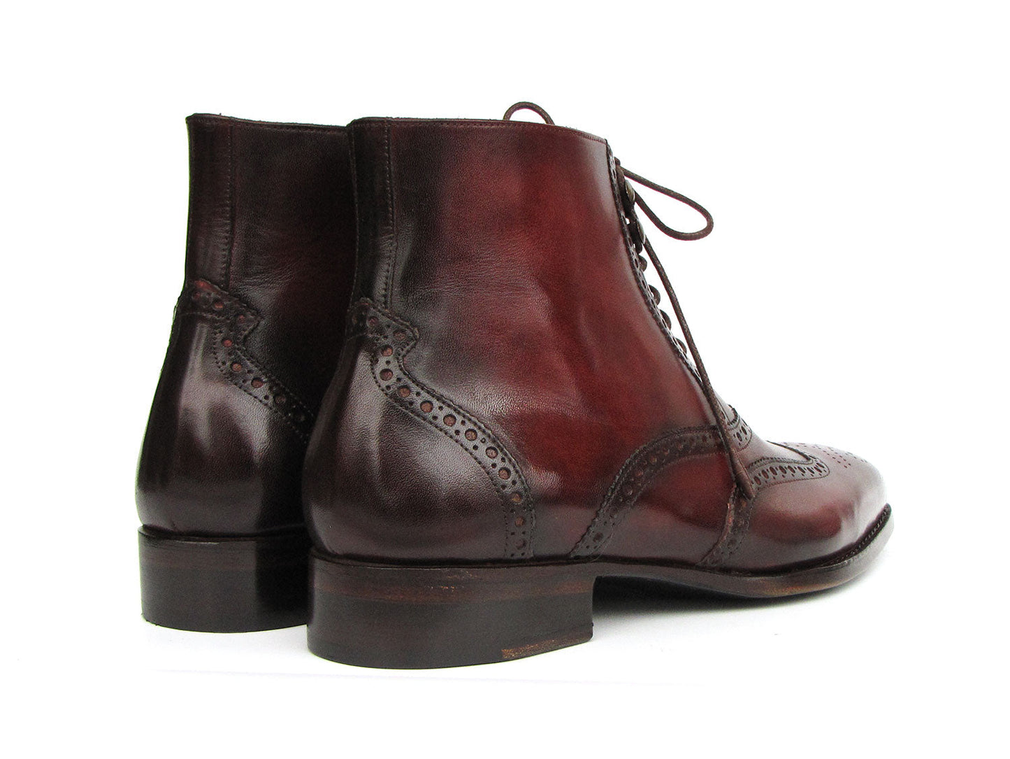 Paul Parkman Men's Bordeaux Burnished Leather Goodyear Welted Wingtip Boots (ID#BT4861-BRD)