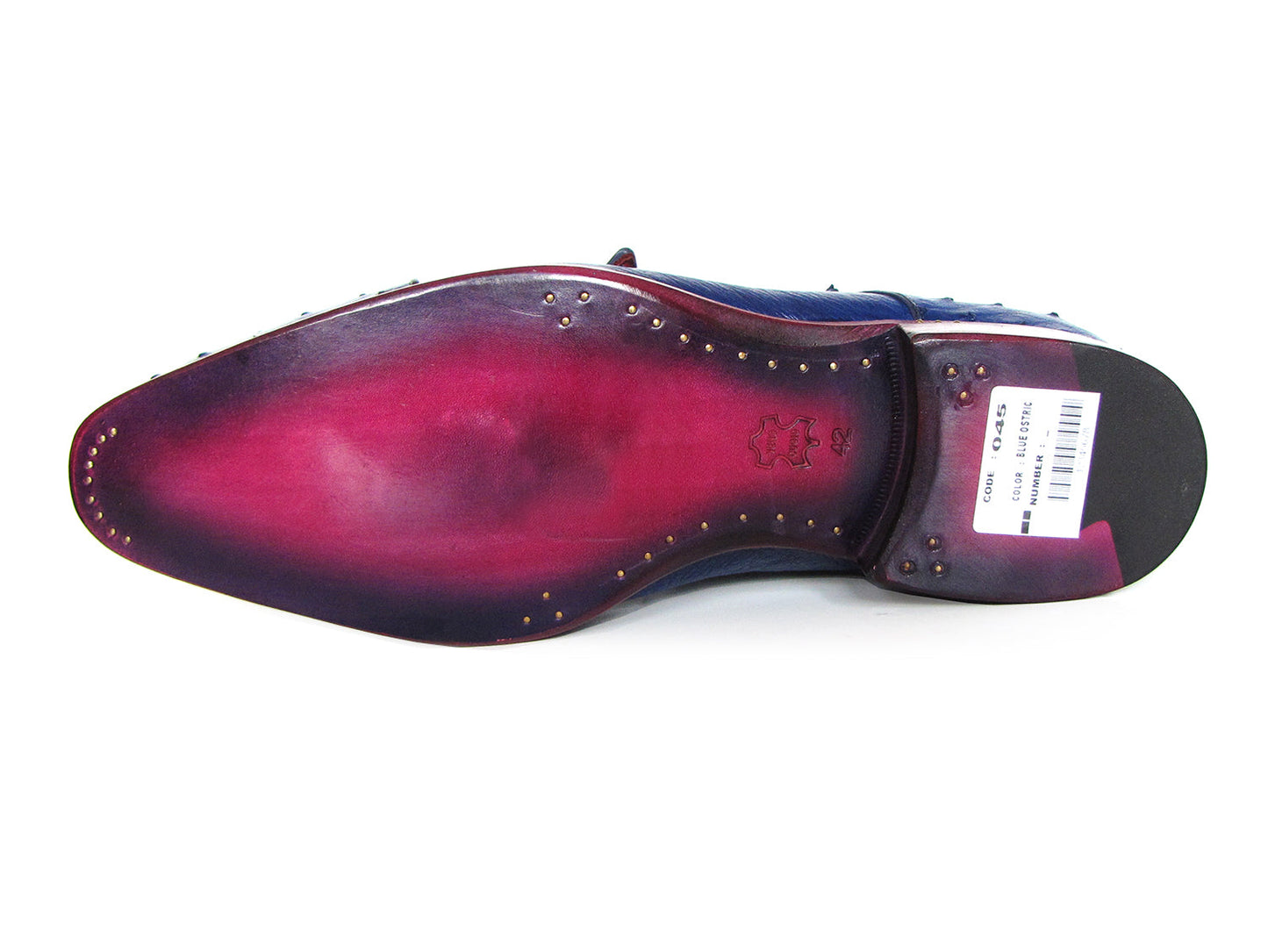 Paul Parkman Sax Blue Genuine Ostrich Double Monkstraps (ID#37U33)