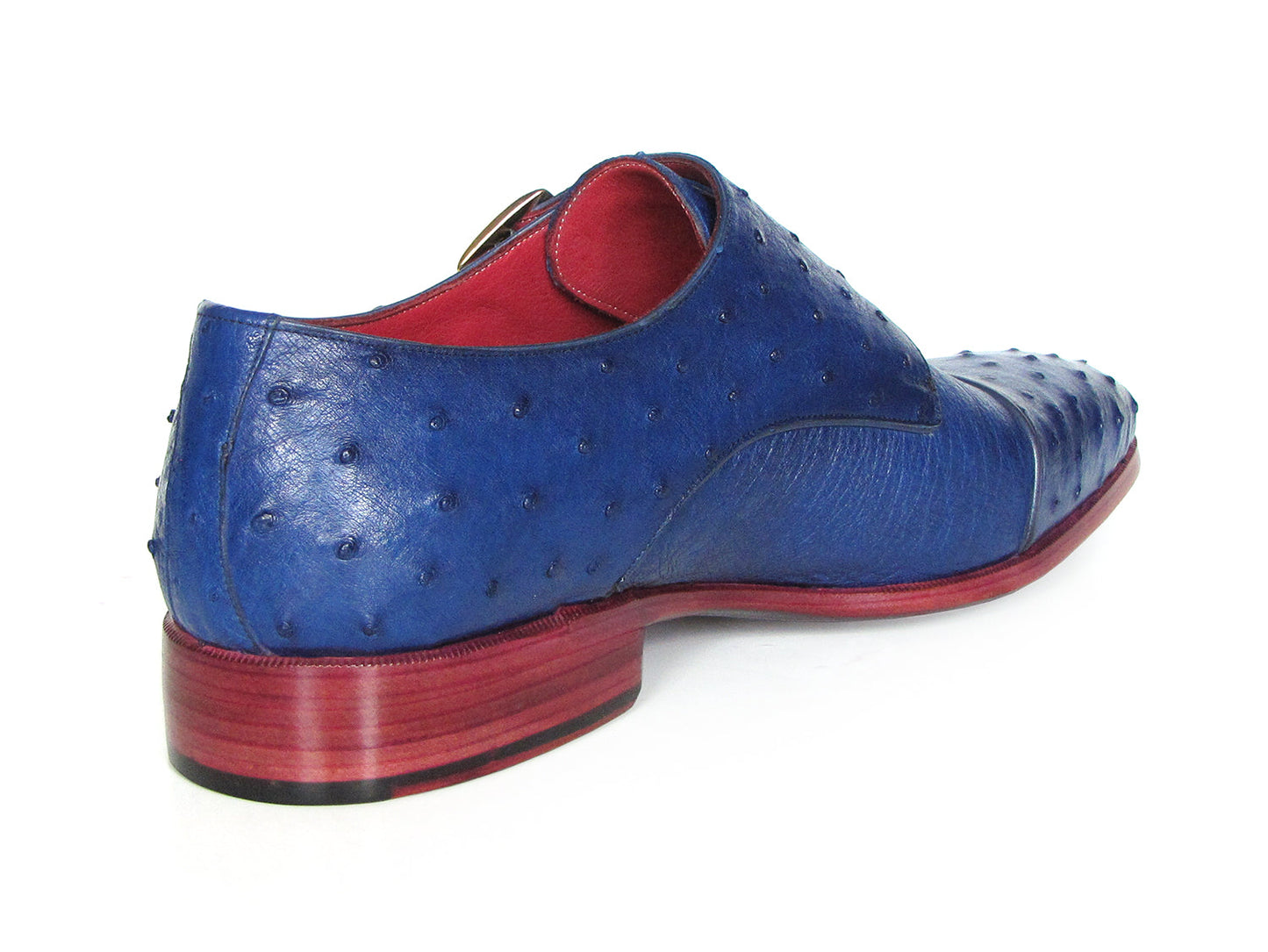 Paul Parkman Sax Blue Genuine Ostrich Double Monkstraps (ID#37U33)
