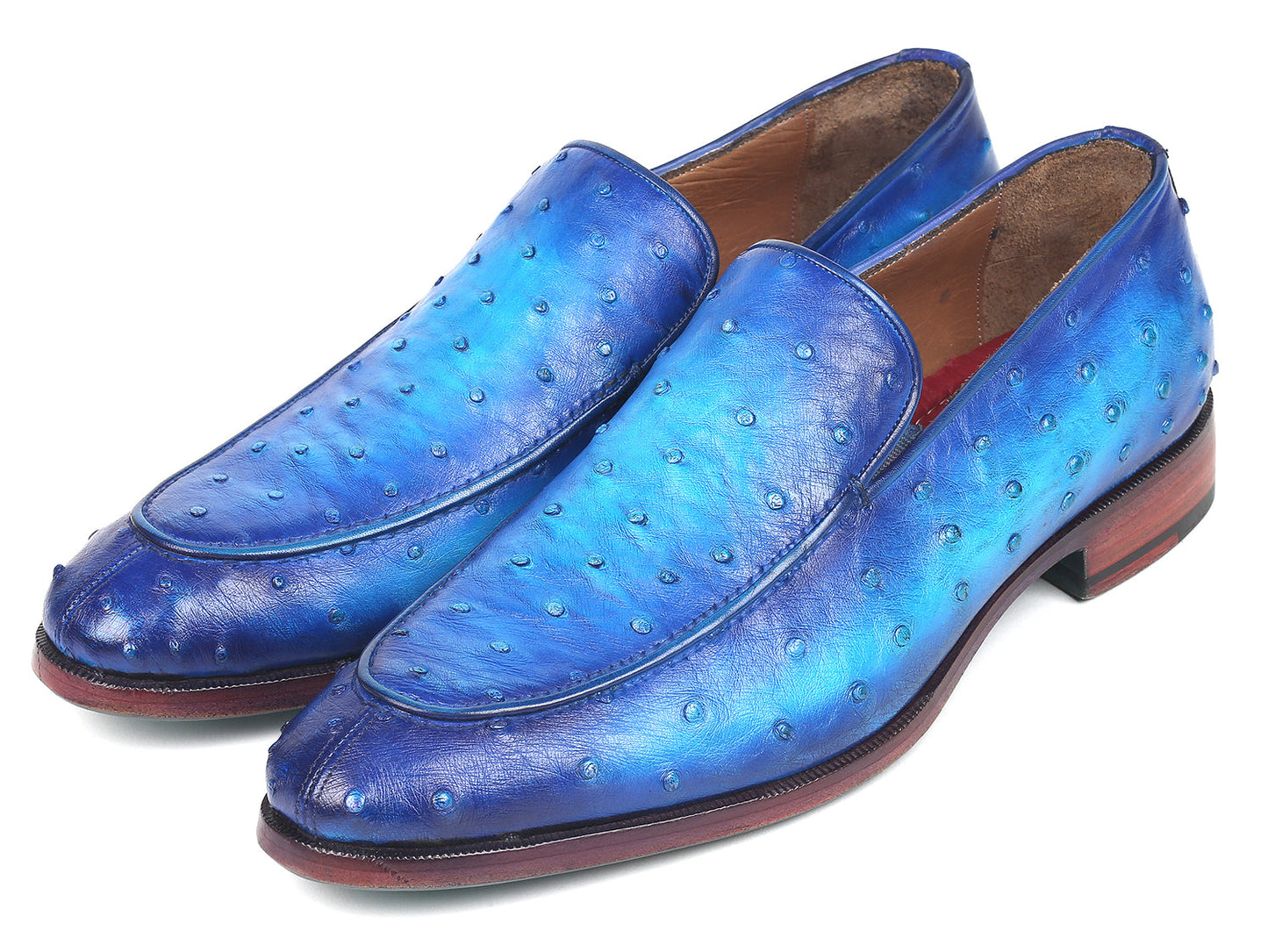 Paul Parkman Genuine Ostrich Loafers Ocean Blue (ID#73954-BLU)