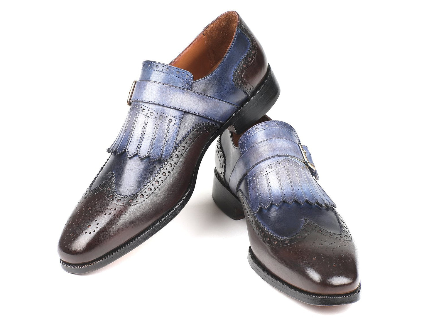 Paul Parkman Kiltie Monkstraps Blue & Brown (ID#52SL79)